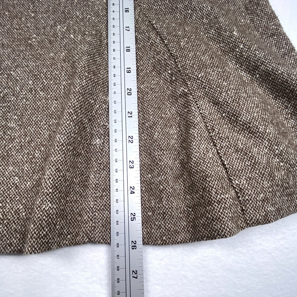 Harold's Brown Tweed Wool Silk Blend Flared Midi Skirt Leather Trim NWT Size 4 - Picture 8 of 8